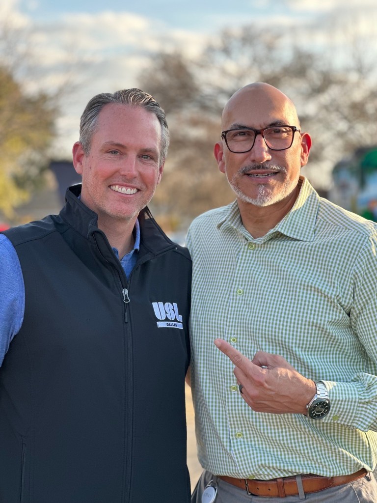 USL Dallas founder Matt Valentine and GISD Superintendent Dr. Ricardo Lopez