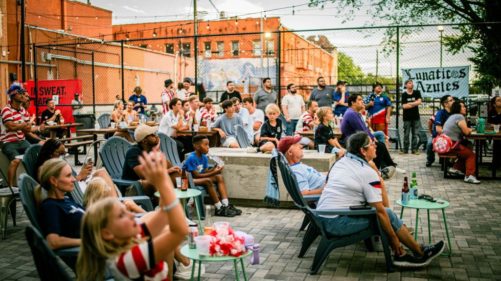 Fans enjoy watching their favorite match at The Den at Expo Park by Atletico Dallas